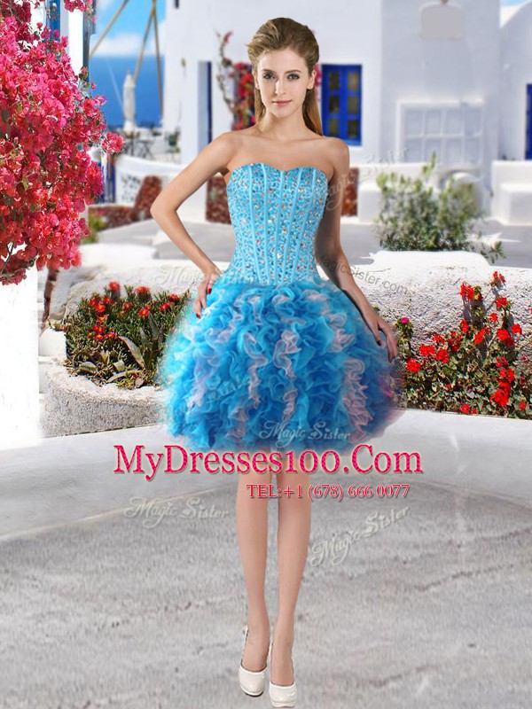 Sleeveless Beading and Ruffles Lace Up Military Ball Gown