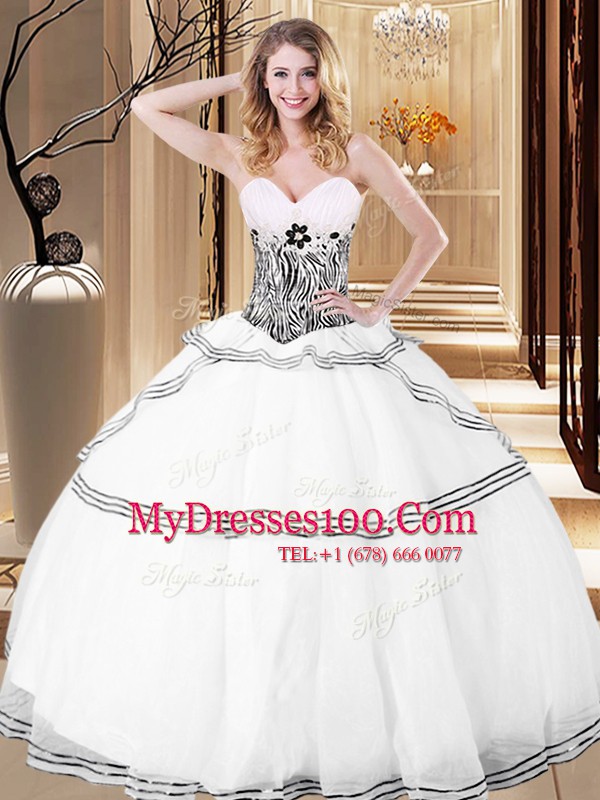 Floor Length White Quinceanera Gowns Organza Sleeveless Ruffles