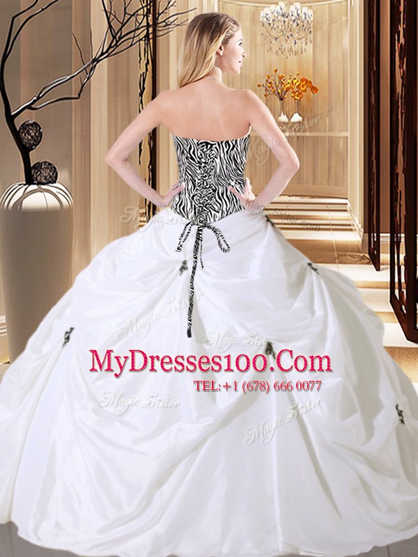 Admirable Pick Ups Sweetheart Sleeveless Lace Up Quinceanera Gown White Taffeta
