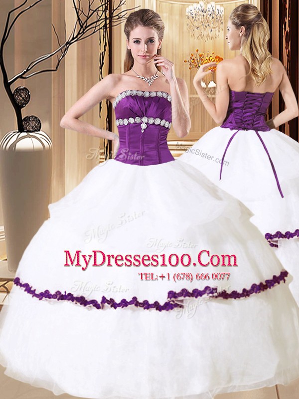 Sleeveless Lace Up Floor Length Beading and Embroidery and Ruffled Layers Quinceanera Gown