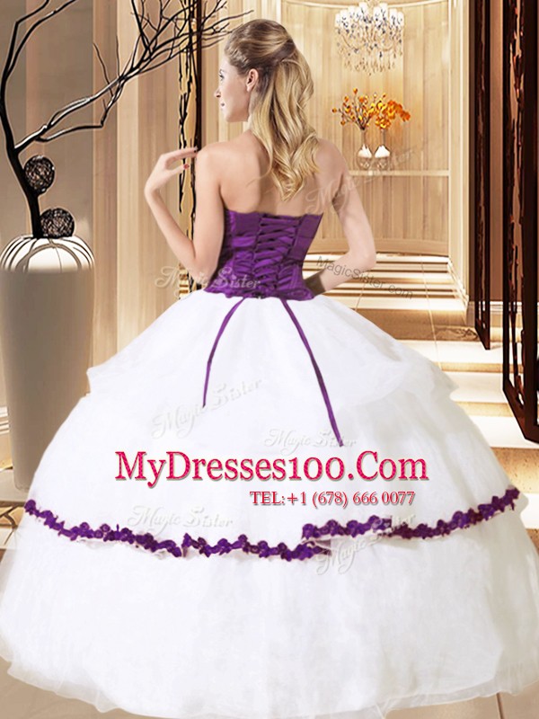 Fashionable Beading Quinceanera Gown White Lace Up Sleeveless Floor Length