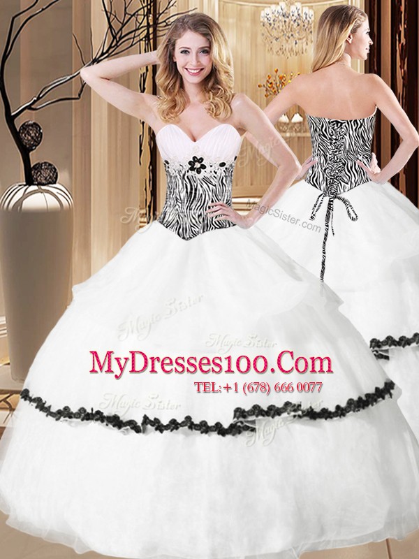 Sexy Organza Sleeveless Floor Length 15 Quinceanera Dress and Ruffled Layers and Pattern